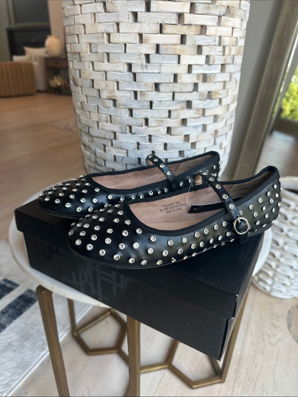 House of Harlow 1960 Black Studded Mary Jane Flats
